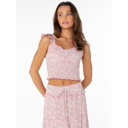 Celebrity Pink Women's Sweetheart Tank Top with Ruffle Straps, Sizes XS-XXXL