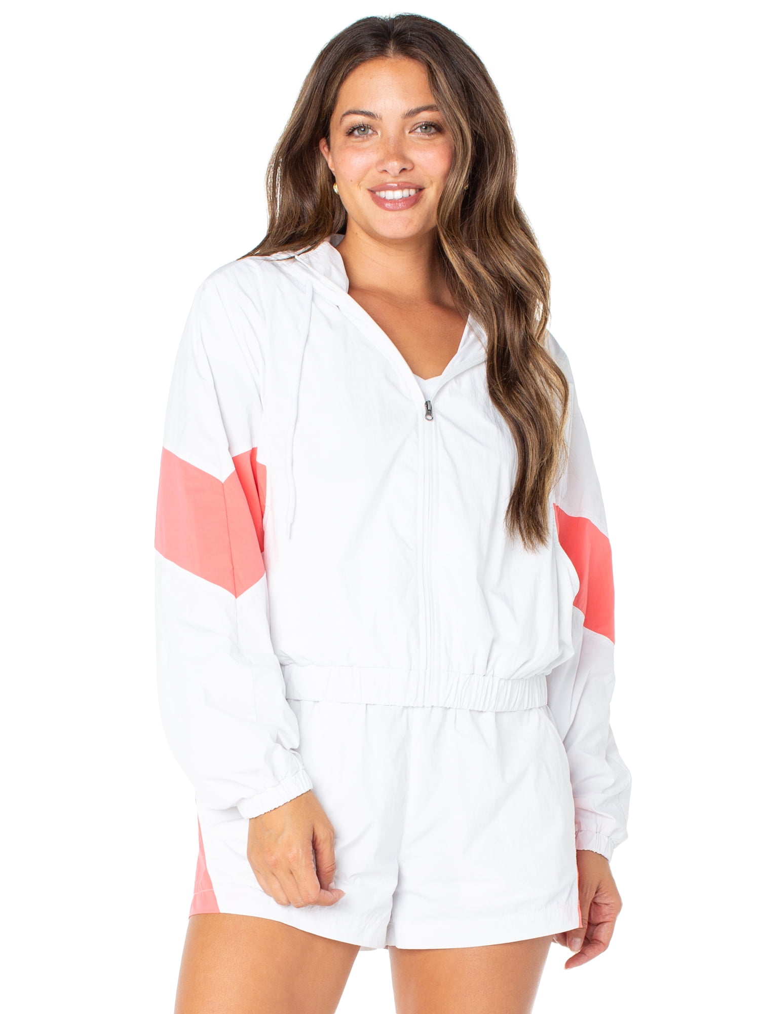 Women's Zip Front Hooded Windbreaker Jacket, Sizes XS-XXXL
