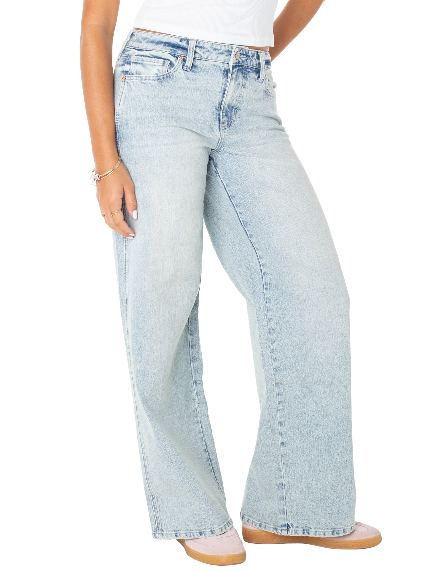 Celebrity Pink Women's and Women's Plus Baggy Wide Leg Jeans, Available in 30", 32", and 34" inseams, Sizes 1-24W