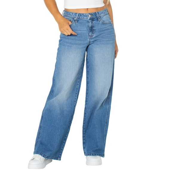 Celebrity Pink Women's and Women's Plus Baggy Wide Leg Jeans, Available in 30", 32", and 34" inseams, Sizes 1-24W