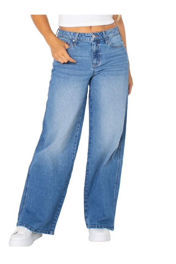 Women's and Women's Plus Baggy Wide Leg Jeans, Available in Regular, Short, Long Inseams, Sizes 1-24