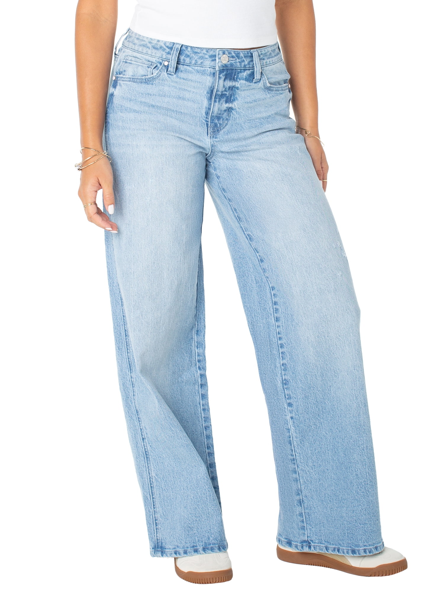Celebrity Pink Women's and Women's Plus Baggy Wide Leg Jeans, Available in 30", 32", and 34" inseams, Sizes 1-24W