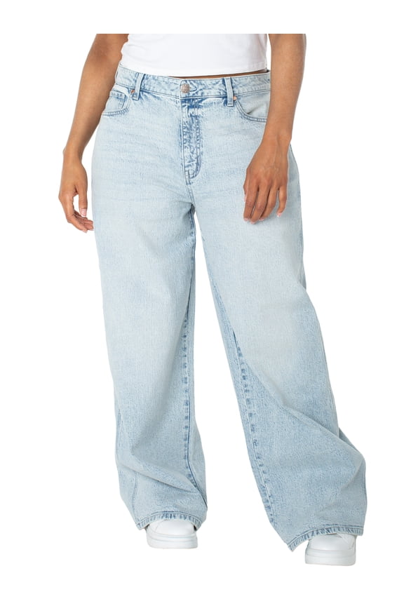 Women's and Women's Plus Baggy Wide Leg Jeans, Available in Regular, Short, Long Inseams, Sizes 1-24