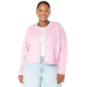 CELEBRITY PINK Women's and Women's Plus Cable Knit Crew Neck Cardigan, Sizes XS-4X