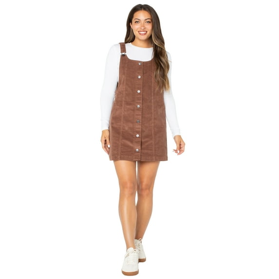 Celebrity Pink Women's and Women's Plus Corduroy Pinafore Mini Dress, Sizes XS-4X