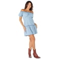 thumbnail image 1 of Celebrity Pink Women’s and Women's Plus Denim Mini Dress with Puff Sleeves, Sizes XS-XXXL, 1 of 6