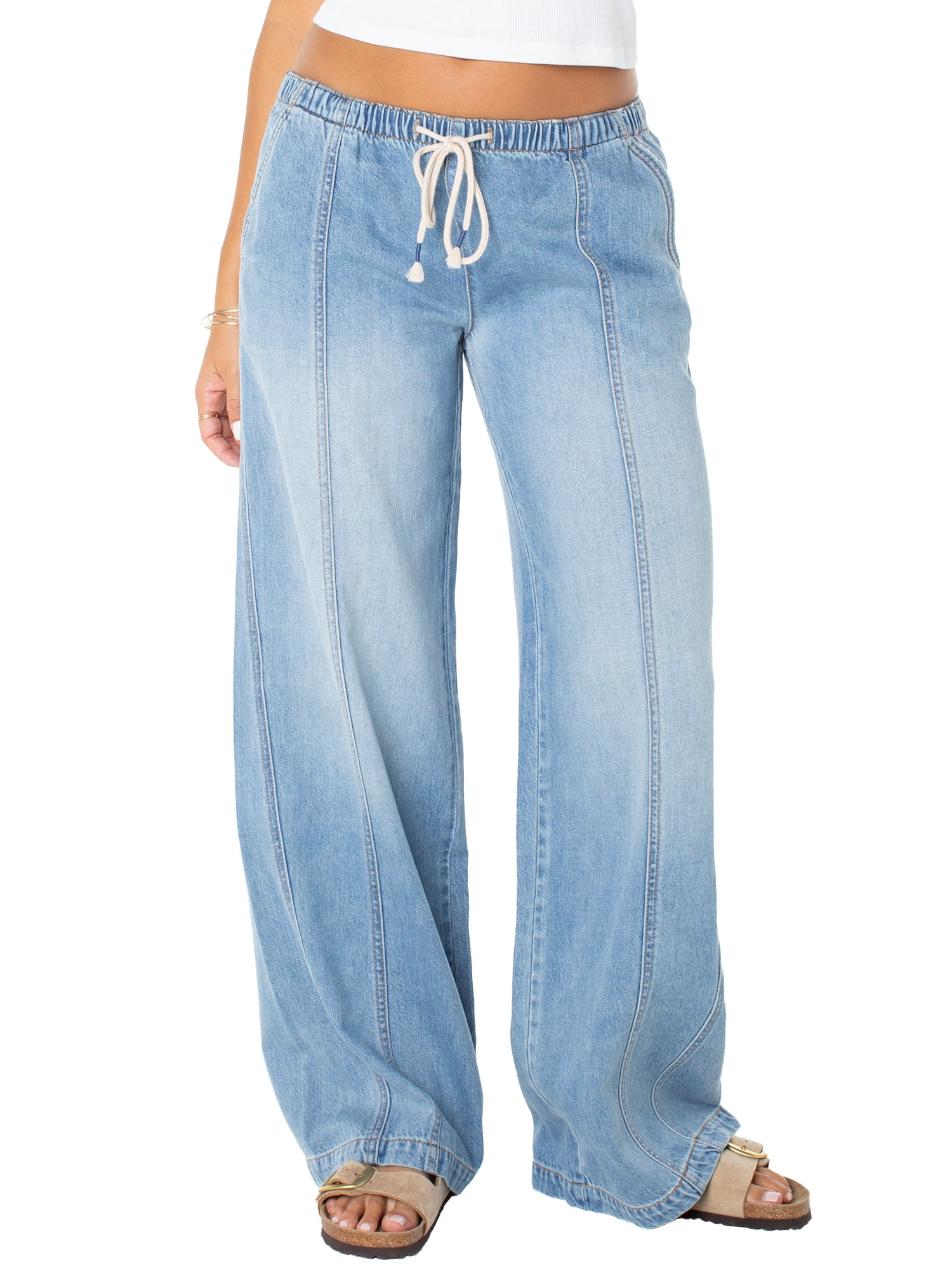 Women's and Women's Plus Drapey Wide Leg Jeans, Sizes XS-4X