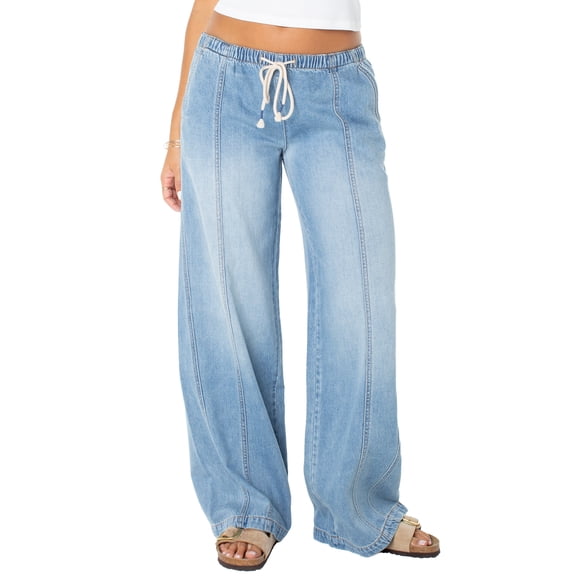 Celebrity Pink Women's and Women's Plus Drapey Wide Leg Jeans, Sizes XS-4X