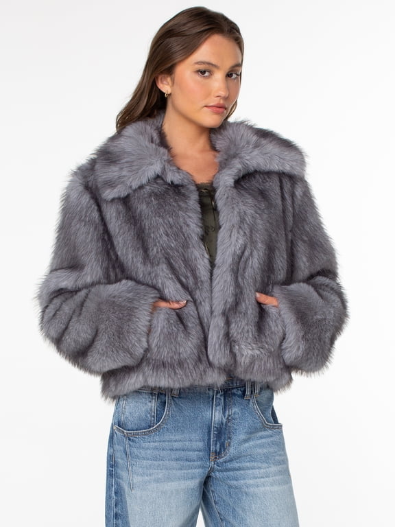 Women's and Women's Plus Faux Fur Jacket, Sizes XS-4X