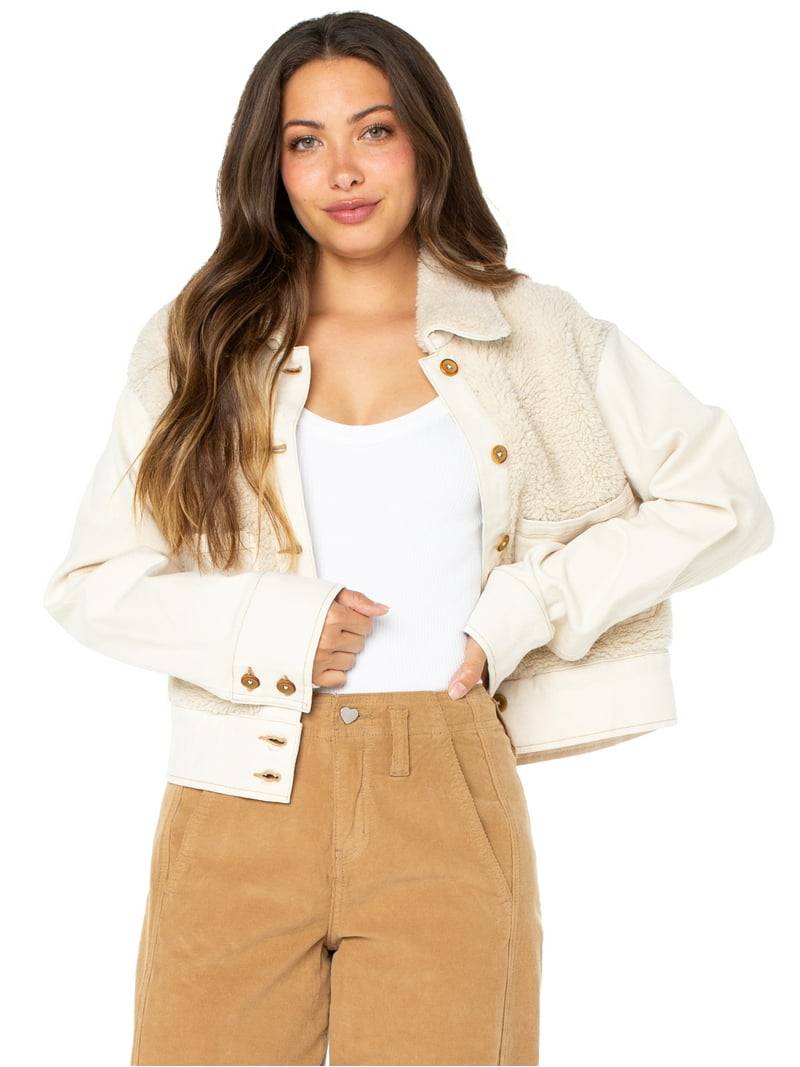 Celebrity Pink Women's and Women's Plus Faux Shearling Denim