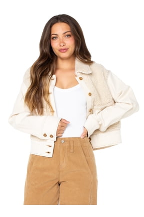 Women's and Women's Plus Faux Shearling Denim Jacket, Sizes XS-4X