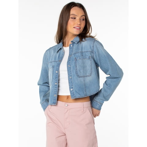Celebrity Pink Women's and Women's Plus Hi Low Button Down Denim Top, Sizes XS-4X