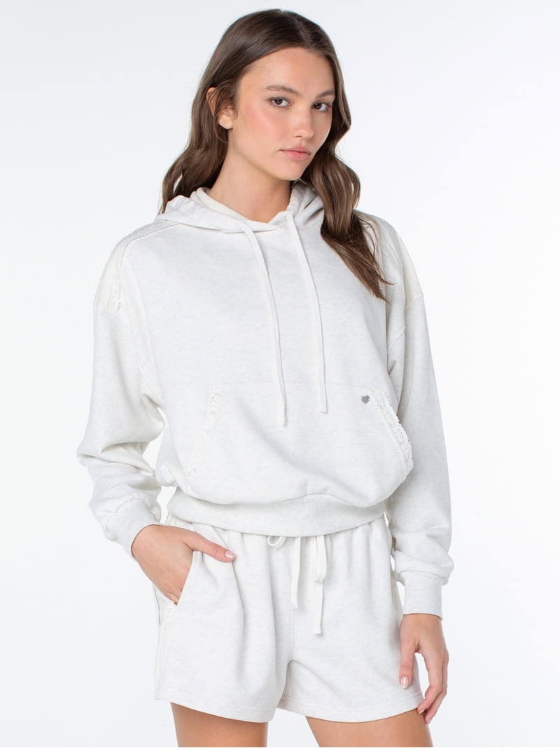 Celebrity Pink Women's and Women's Plus Lace Trim Hoodie