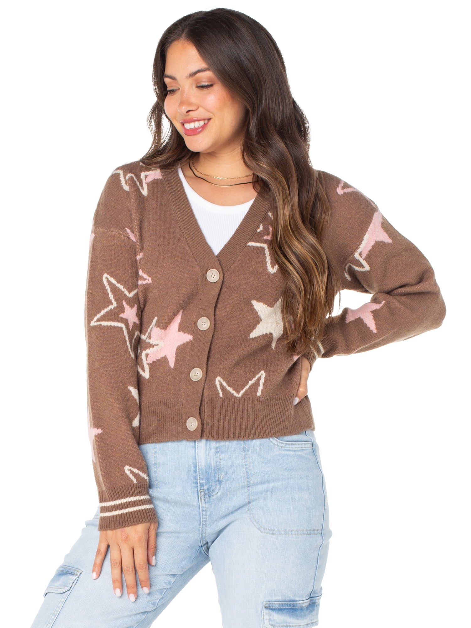 Celebrity Pink Women's and Women's Plus Long Sleeve Cardigan, Sizes XS-3X