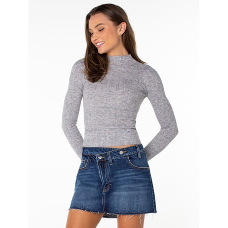 Celebrity Pink Women's and Women's Plus Long Sleeve Mockneck Sweater Top, Sizes XS-4X