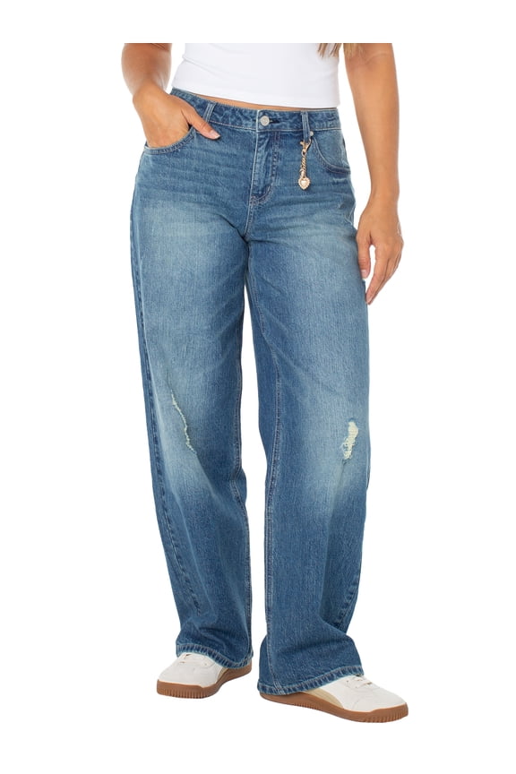Women's and Women's Plus Low Rise Baggy Wide Leg Jeans, Sizes 1-24