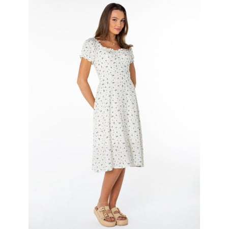 Celebrity Pink Women's and Women's Plus Puff Sleeve Midi Dress, Sizes XS-4X