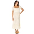 thumbnail image 1 of Celebrity Pink Women's and Women's Plus Puff Sleeve Smocked Midi Dress, Sizes XS-XXXL, 1 of 5