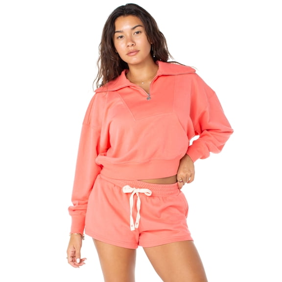 Celebrity Pink Women's and Women's Plus Quarter Zip Pullover French Terry Sweatshirt, Sizes XS-4X