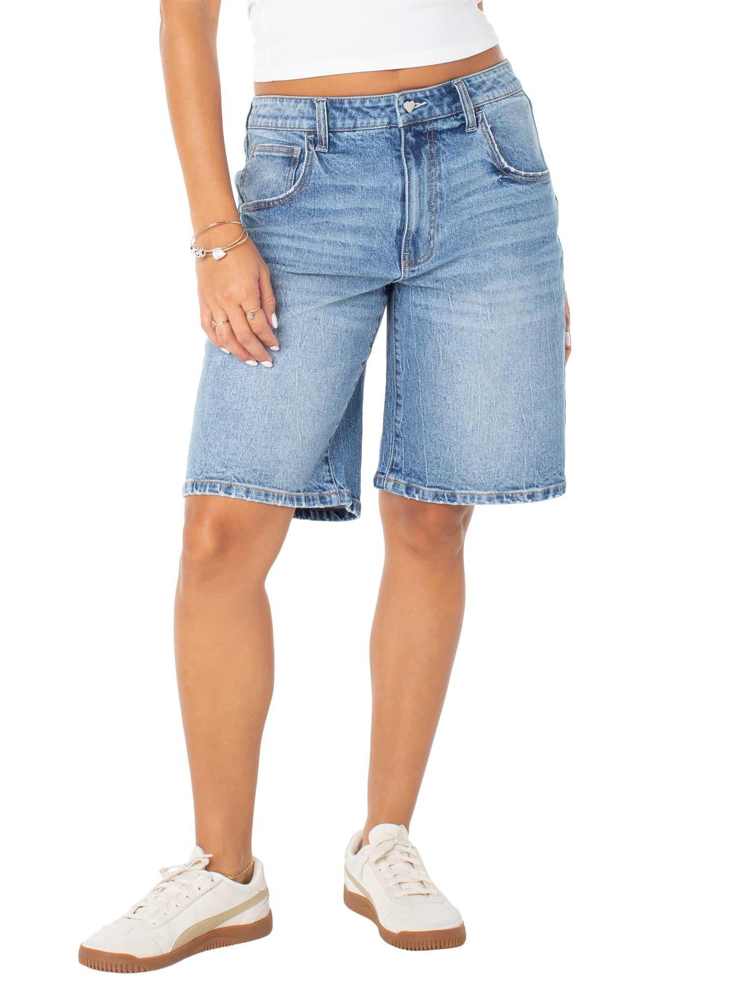 Celebrity Pink Women's and Women's Plus Relaxed Denim Jorts, Sizes XS-4X