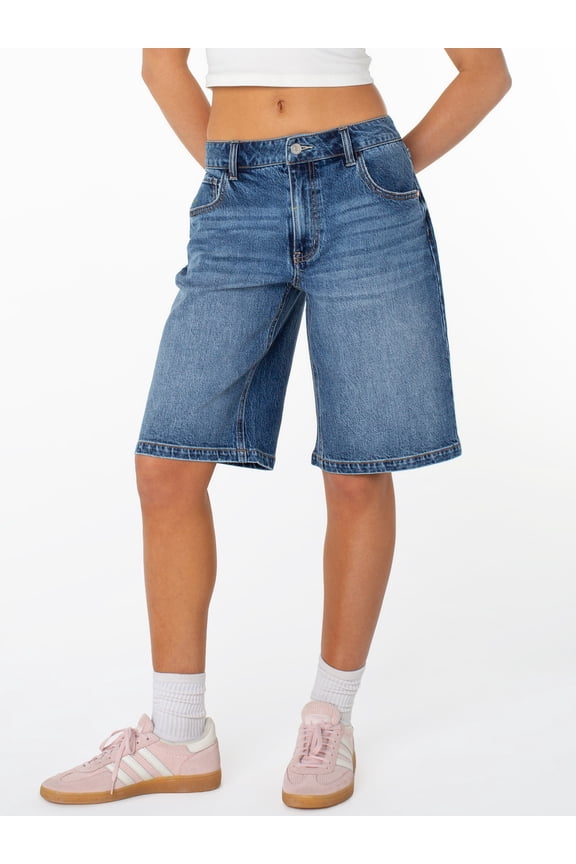 Women's and Women's Plus Relaxed Denim Jorts, Sizes XS-XXXL