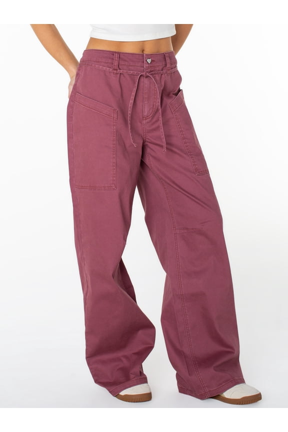 Women's and Women's Plus Tie Front Cargo Wide Leg Pants, Sizes XS-4X