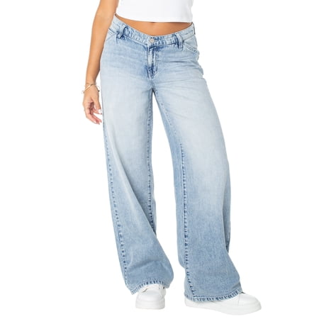 Celebrity Pink Women's and Women's Plus V-Waist Wide Leg Jeans, Available in 30", 32", and 34" inseams, Sizes 1-24W