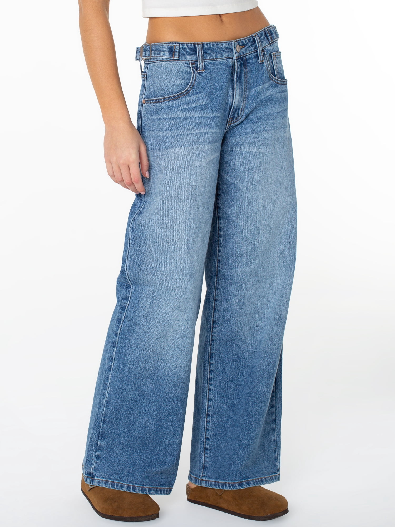 Celebrity Pink Women's and Women's Plus Wide Leg Baggy Jeans with Tab Waist, Sizes XS-4X