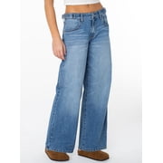 Celebrity Pink Women's and Women's Plus Wide Leg Baggy Jeans with Tab Waist, Sizes XS-4X