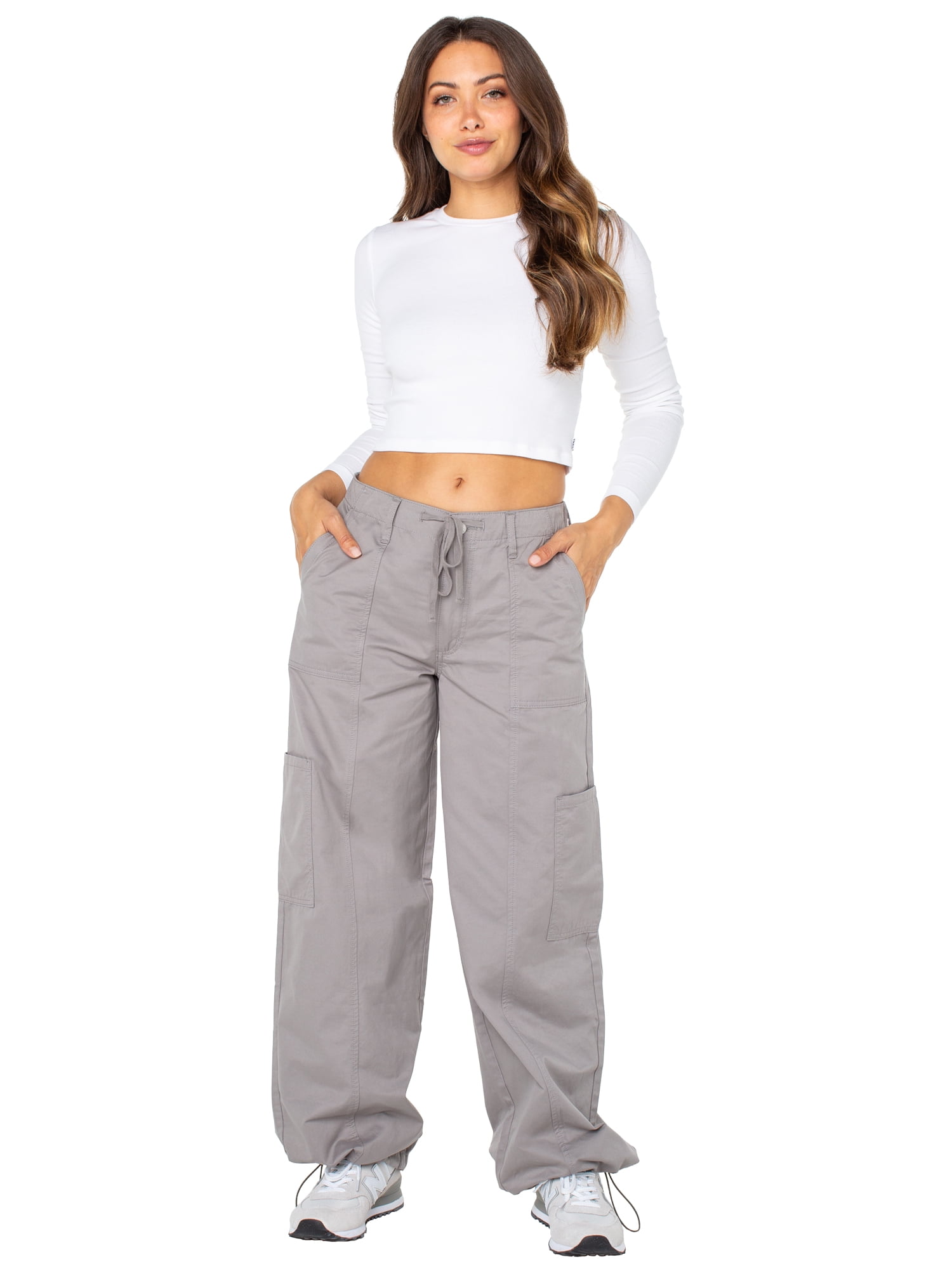 Celebrity Pink Juniors Wide Leg Parachute Pants, Adjustable