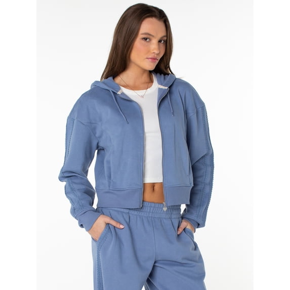 Celebrity Pink Women's and Women's Plus Zip Front Fleece Hoodie Sweatshirt, Sizes XS-4X