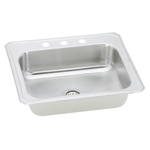 Celebrity Top Mount Stainless Steel 25 in. x 22 in. x 7 in. with 3 Holes Single Bowl Kitchen Sink