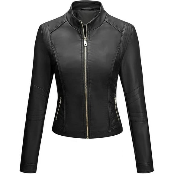 Celebrity Women's Black Lambskin Leather Jacket Motorcycle Slim Fit Biker W304