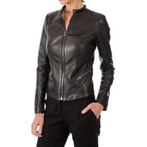 Celebrity Women's Black Lambskin Leather Jacket Motorcycle Slim Fit Biker W583
