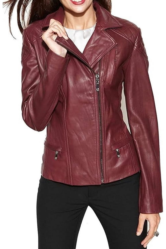 Celebrity Women's Lambskin Leather Jacket Motorcycle Slim Fit Biker W034