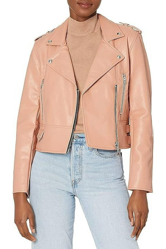 Celebrity Women's Lambskin Leather Jacket Motorcycle Slim Fit Biker W035