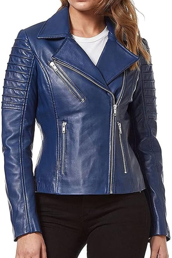 Celebrity Women's Lambskin Leather Jacket Motorcycle Slim Fit Biker W052