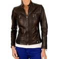 thumbnail image 1 of Celebrity Women's Lambskin Leather Jacket Motorcycle Slim Fit Biker W075, 1 of 3