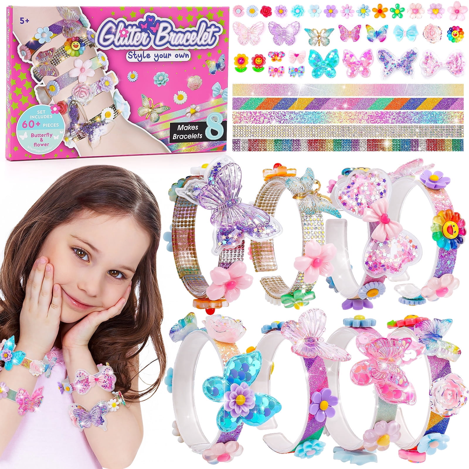 Celecstan Arts and Crafts for Kids, Girl Toys for Ages 6-8-13, Friendship Bracelet Making Kit Gifts for 5 6 7 8 9 10 Year Old Girl