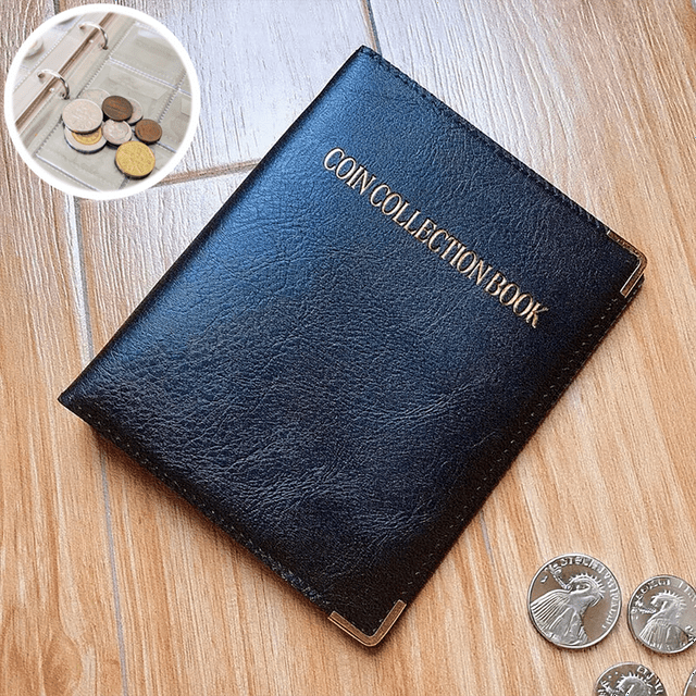 Celectigo Coin Collection Book — Leather Coin Storage Album with 480 Pockets for 30mm Coins For Collectibles, Medals, Badges