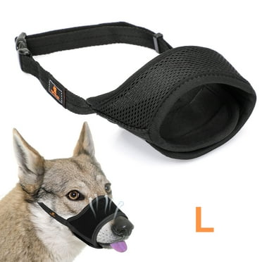 Celectigo Dog Muzzle, Soft Padded Nylon Breathable Air Mesh Muzzle, Anti Biting Barking Chewing Design with Adjustable Loops For Small Medium and Large Dogs, Black - Large (L)
