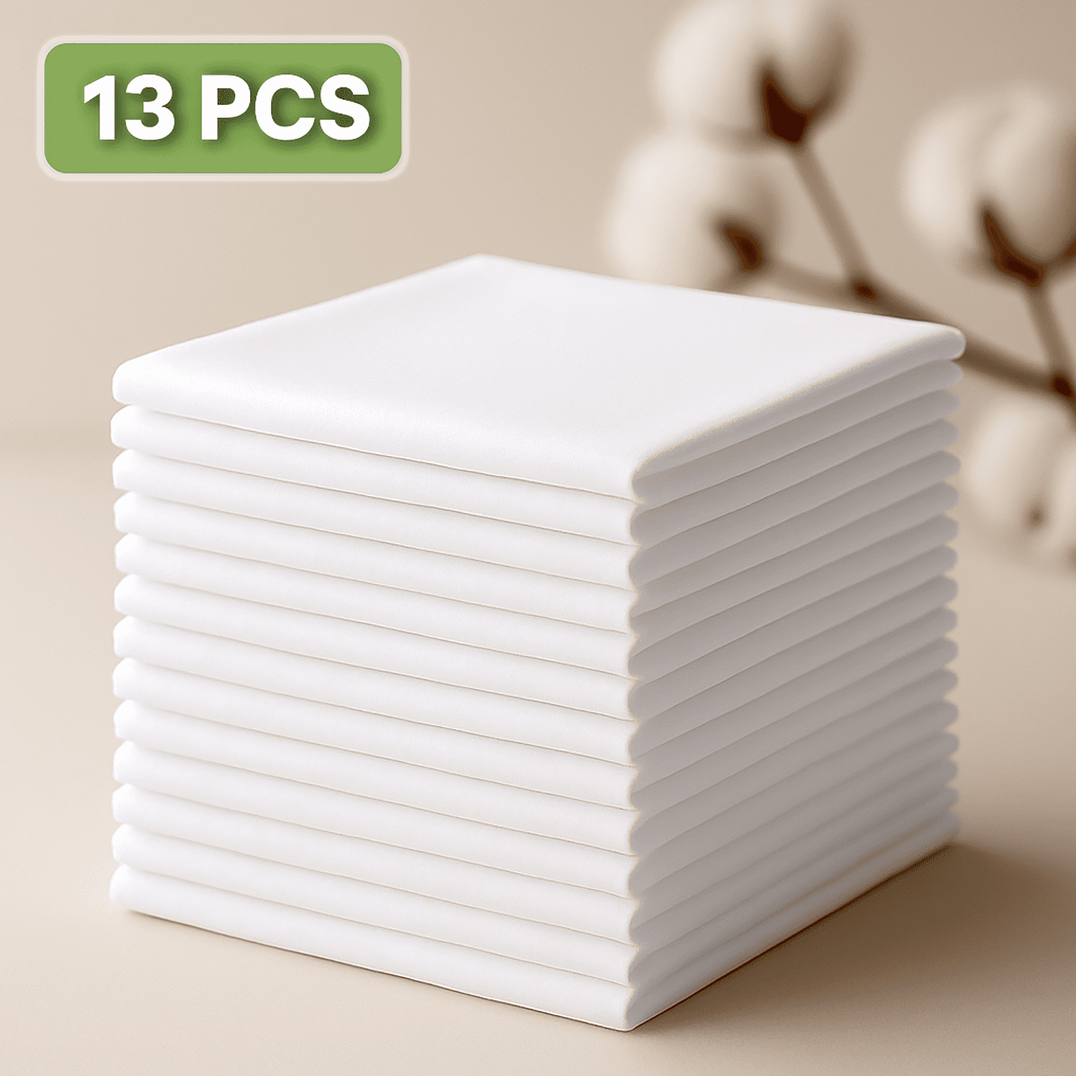 CELECTIGO Handkerchiefs for Men 13Pcs White Men's Handkerchiefs, Cotton Machine Washable Pocket Square Hankies for Men, Women