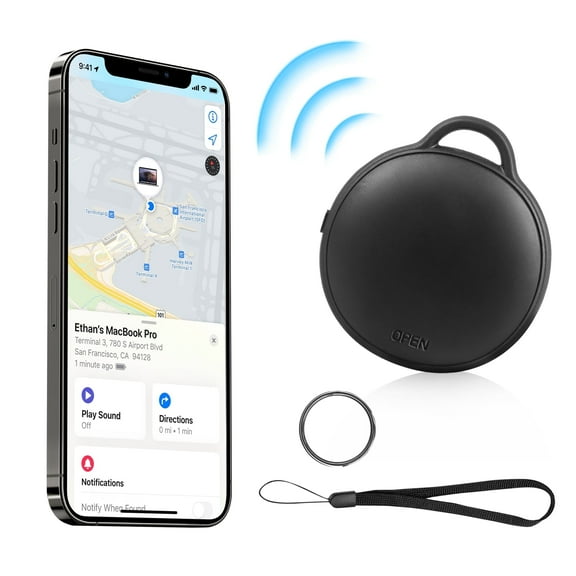Celectigo MV Tag Waterproof Bluetooth Tracker ,Keys Finder and Item Locator Compatible with iOS Find My App (Black)