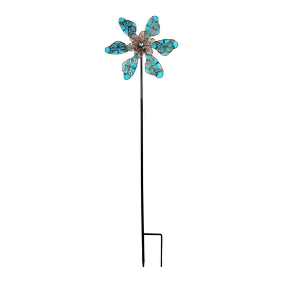 Celectigo-Metal Butterfly Glow Wind Spinner,35.4'' Height, Premium Wrought Iron Garden Decor with Luminous Design,Easy Assembly, Weather-Resistant Electroplated Finish,Handmade Butterfly Pattern