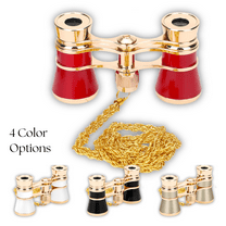 Celectigo Opera Glasses Binoculars 3X25, Mini Binocular Compact Lightweight with Chain, Optical Lens Theatre Telescope – Great Gifts for Adults, Kids, and Women at Musical Concerts (Red with Chain)