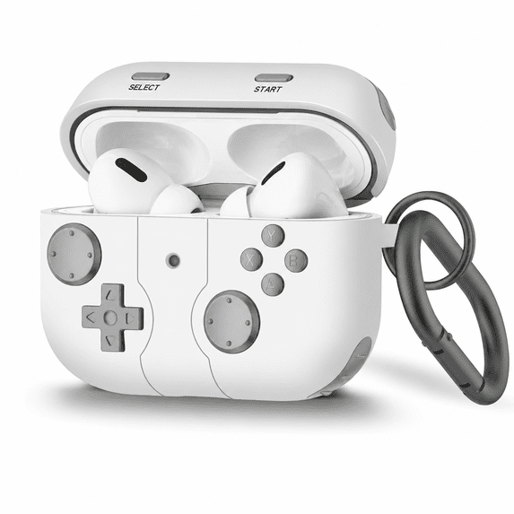 Celectigo Protective Case for AirPods Pro 2, Shockproof Game Console Design with Keychain, MagSafe Compatible, White (6.5cm Length)