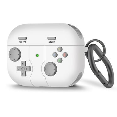 Celectigo Protective Case for AirPods Pro 2, Shockproof Game Console Design with Keychain, MagSafe Compatible, White/Rose Gold (6.5cm Length)