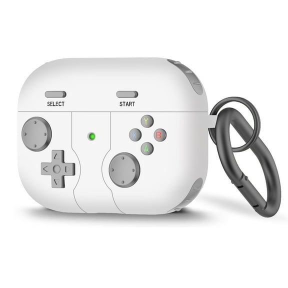 Celectigo Protective Case for AirPods Pro 2, Shockproof Game Console Design with Keychain, MagSafe Compatible, White/Rose Gold (6.5cm Length)