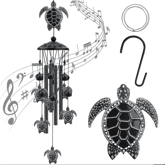 Celectigo Sea Turtle Wind Chimes for Outside, 39.4" Decorative Wind Chimes Turtle Gifts for Women Men, Memorial Wind Chime Outdoors for Patio Garden Decor, Best Gifts