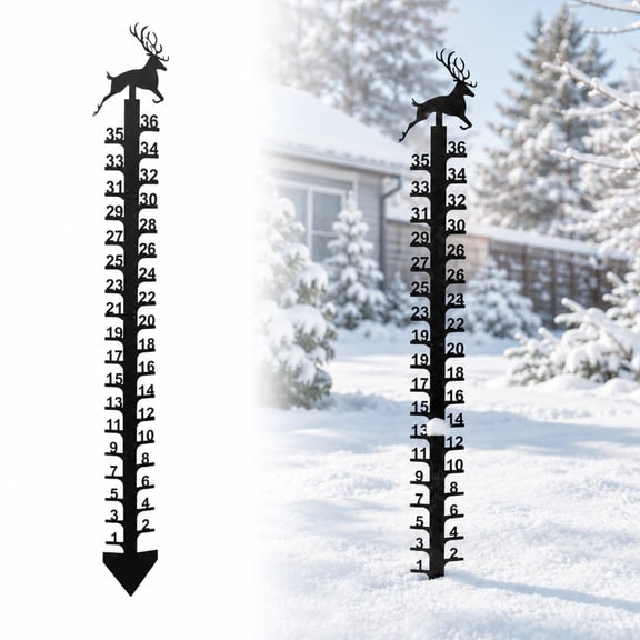 Celectigo Snow Gauge Outdoor Elk Snowflake Snowfall Measuring Stick( 36-Inch ), Iron Art Metal for Holiday Yard & Garden Decor